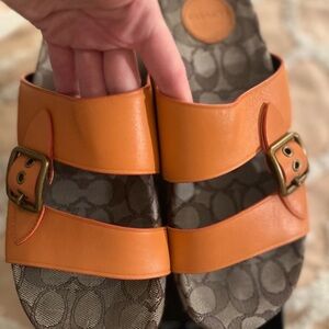 Coach Addison Sandals with Gold Buckles